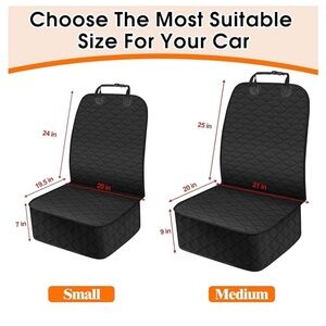 Waterproof Quilted Front Dog Seat Cover - Black 2 pack